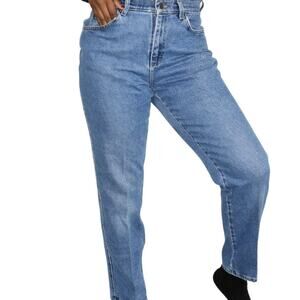 Vintage Lee Jeans Blue Denim Tapered High Waist Faded Broken In Casual Size 28